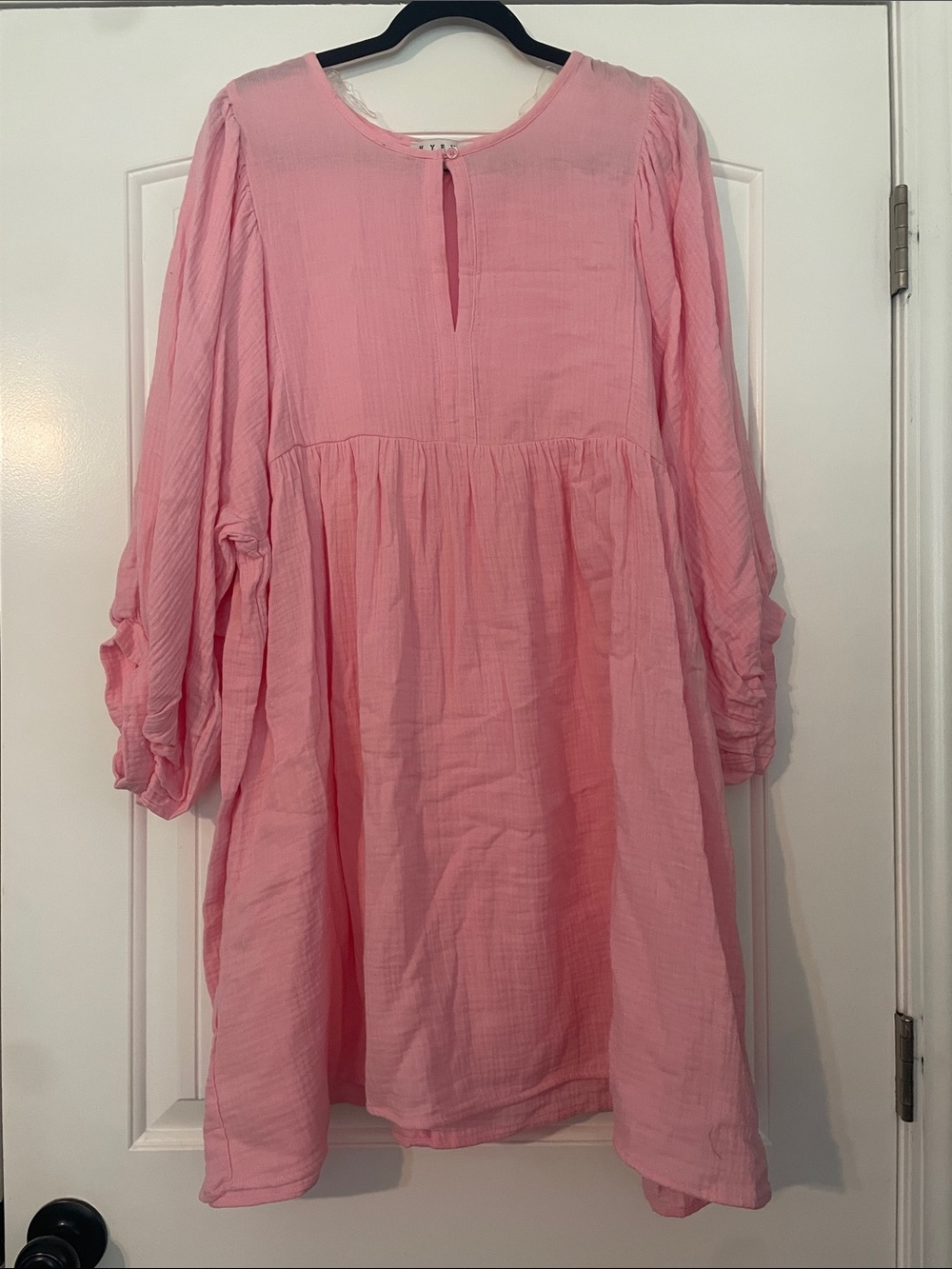 Light Pink Gauze Babydoll Tunic with Billowed Sleeves